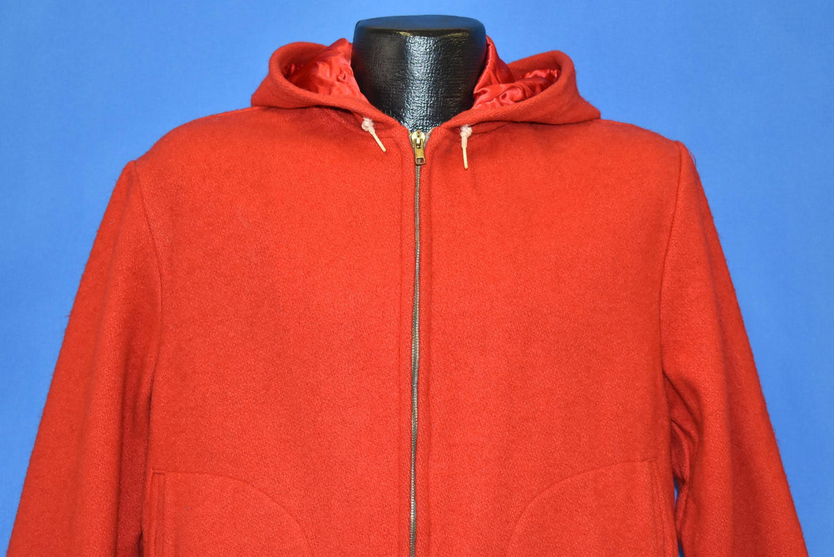 50s Igloo Red Wool Hooded Zipper Front Jacket Medium product image 1
