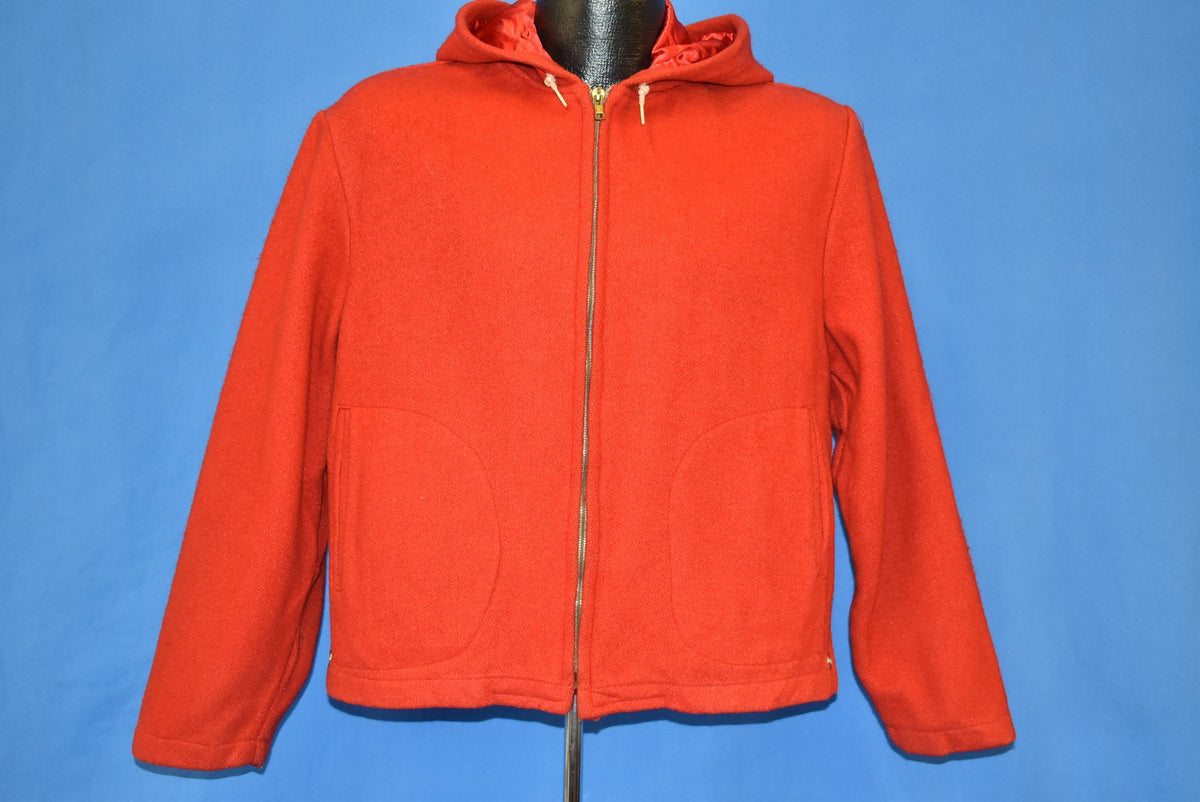 50s Igloo Red Wool Hooded Zipper Front Jacket Medium product image 2