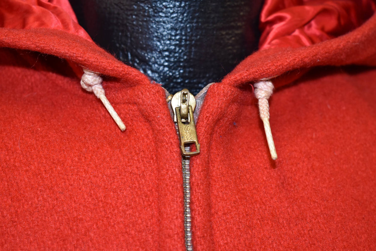 50s Igloo Red Wool Hooded Zipper Front Jacket Medium product image 3