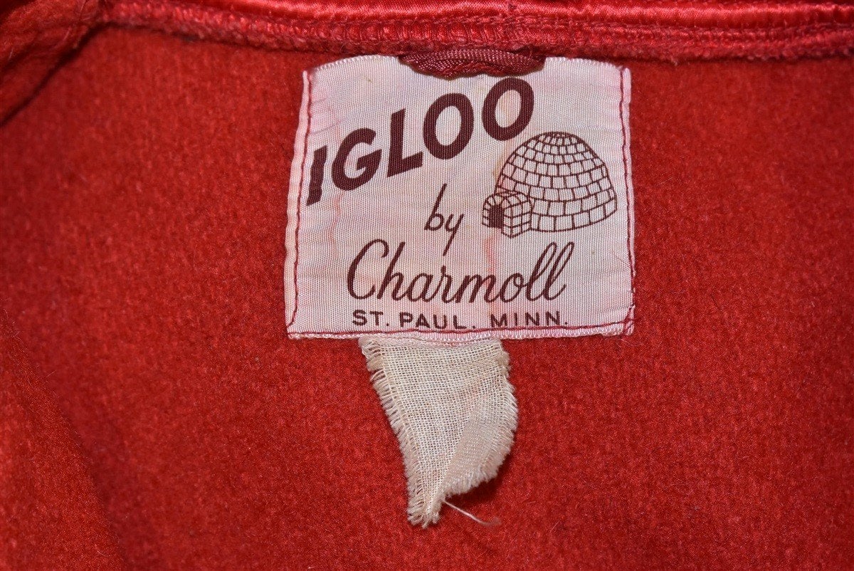 50s Igloo Red Wool Hooded Zipper Front Jacket Medium product image 6