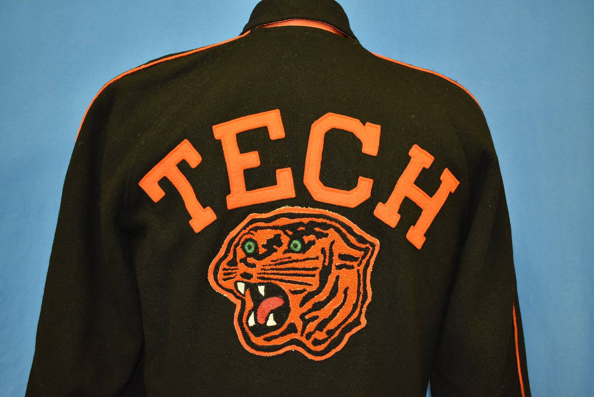 50s Tiger Tech Black Wool Letterman Jacket Small product image 1