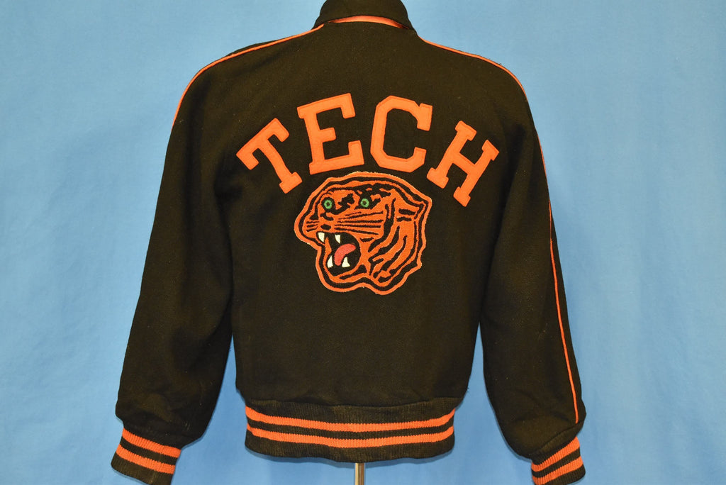 50s Tiger Tech Black Wool Letterman Jacket Small product image 2
