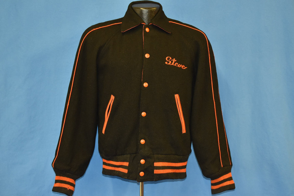 50s Tiger Tech Black Wool Letterman Jacket Small product image 3