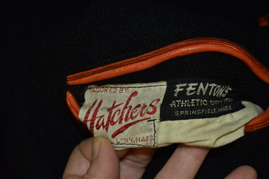 50s Tiger Tech Black Wool Letterman Jacket Small product image 4