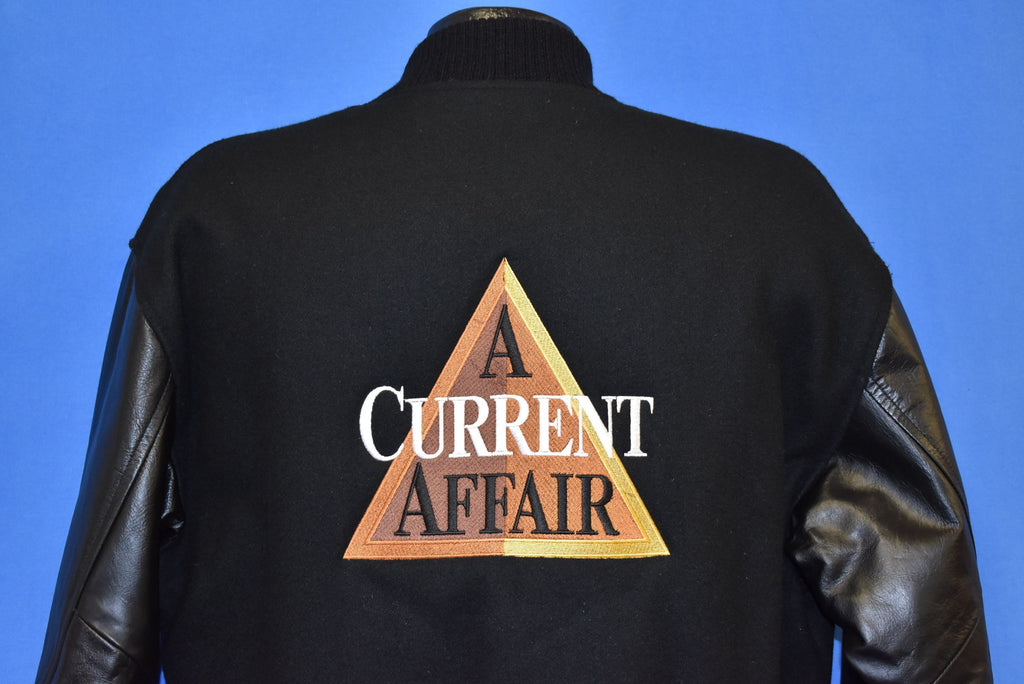 90s A Current Affair TV Show Wool Leather Letterman Jacket product image 1