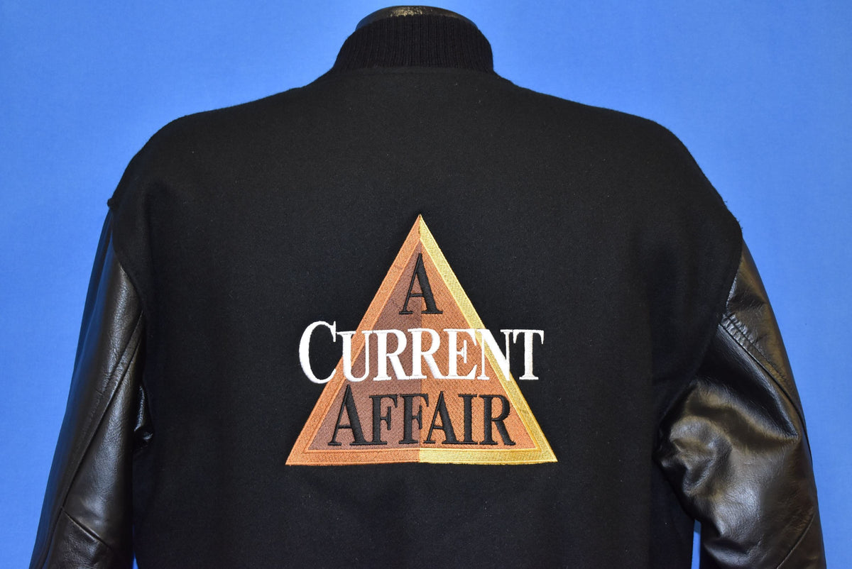 90s A Current Affair TV Show Wool Leather Letterman Jacket product image 1