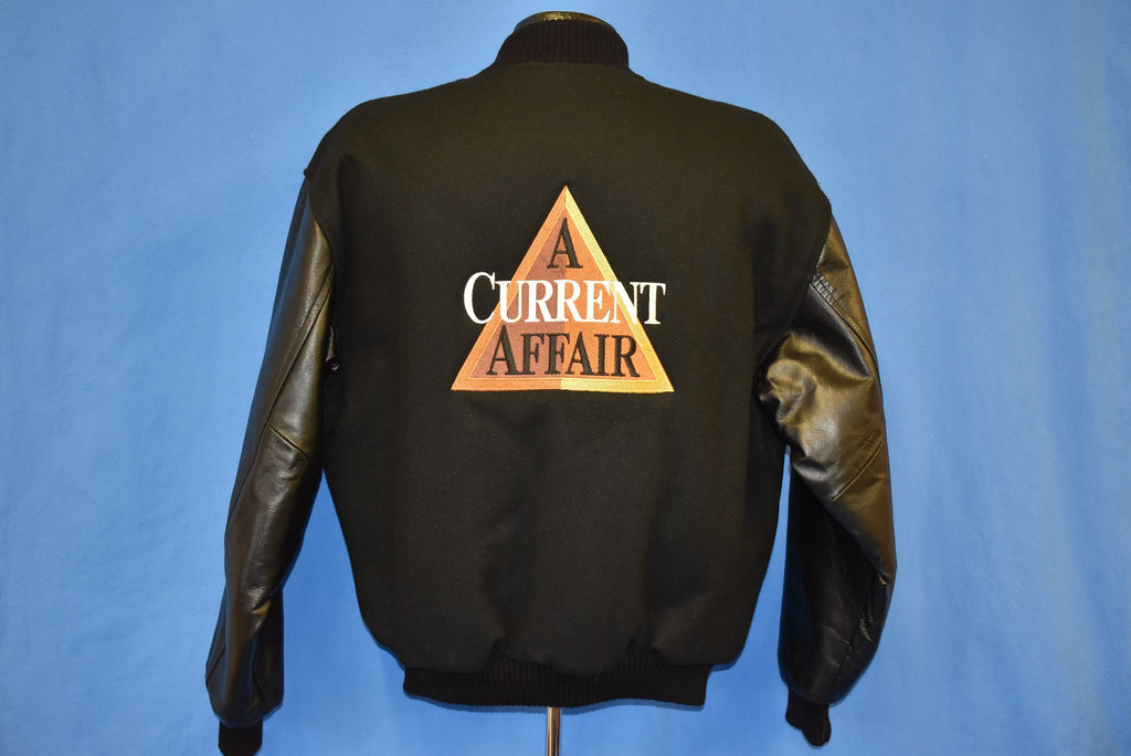 90s A Current Affair TV Show Wool Leather Letterman Jacket product image 2