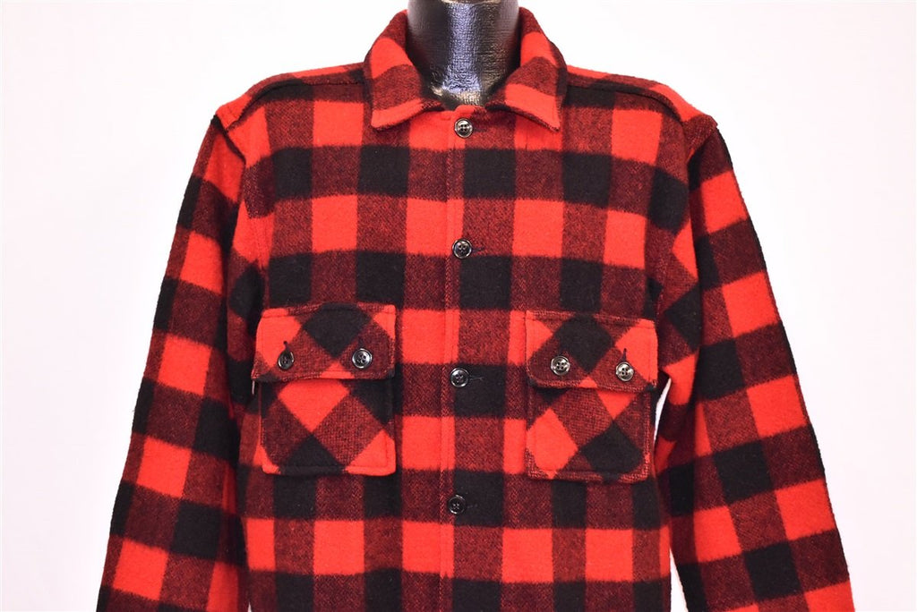 50s Fashion Wagon Red Plaid Buffalo Check Wool Shirt Large product image 1
