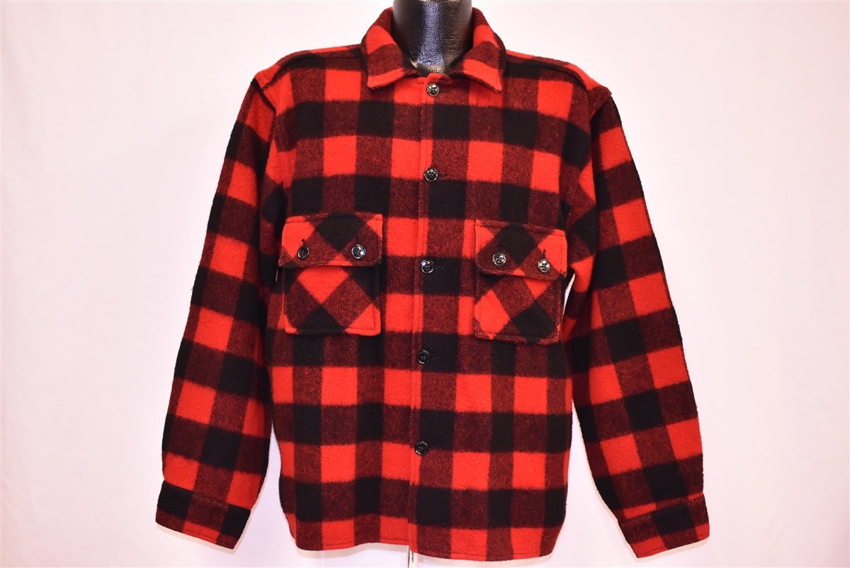 50s Fashion Wagon Red Plaid Buffalo Check Wool Shirt Large product image 2