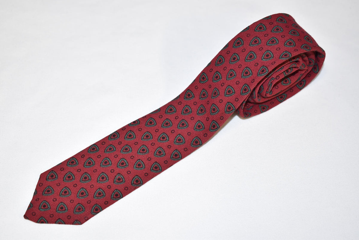 50s Ivy Tones Red Green Motif Necktie