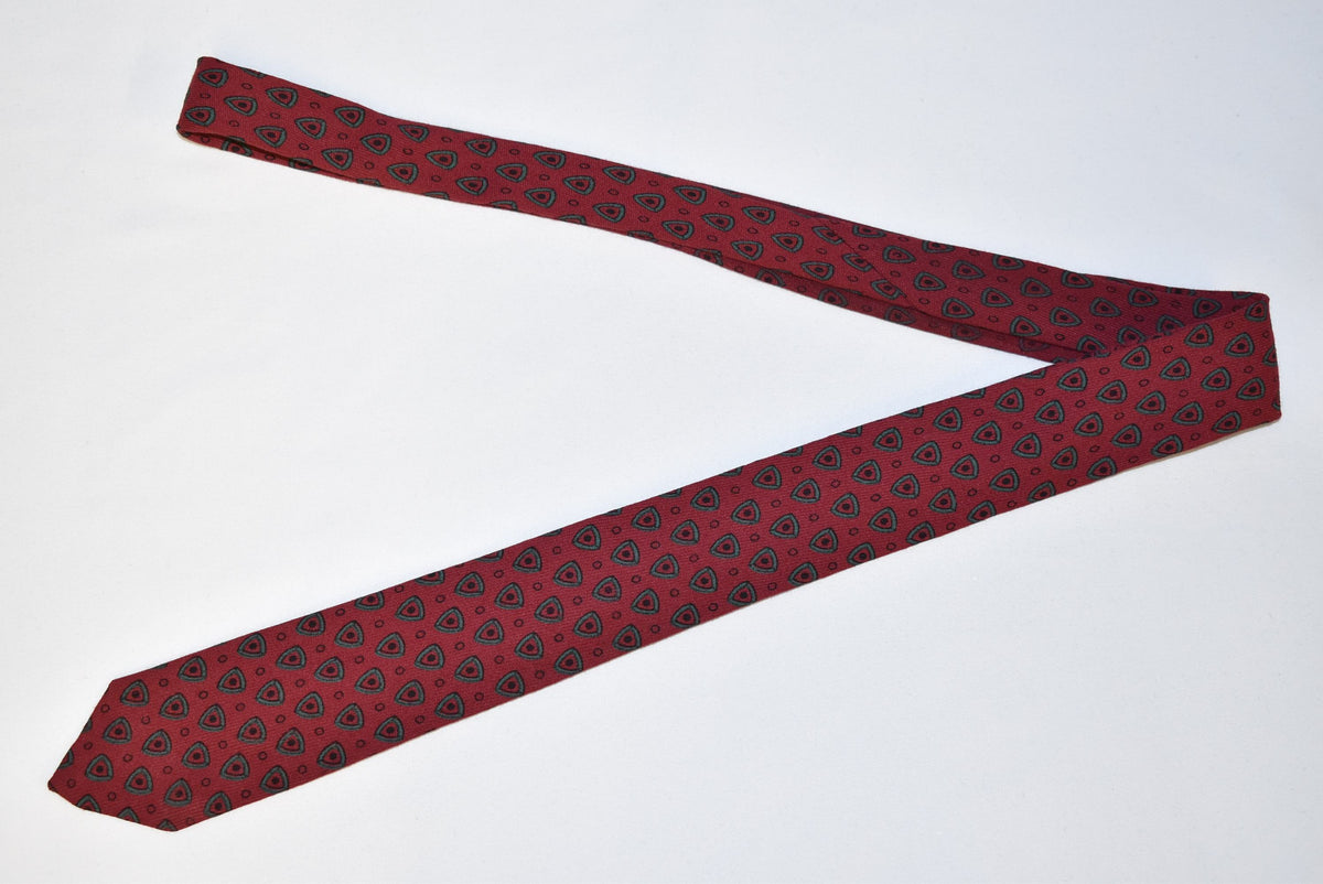 50s Ivy Tones Red Green Motif Necktie