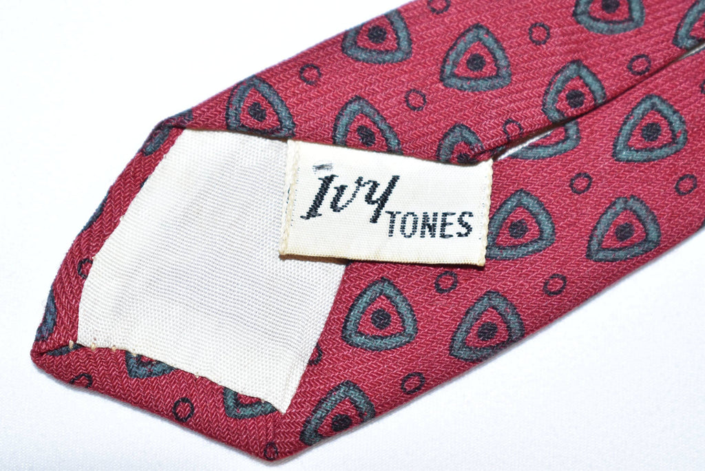 50s Ivy Tones Red Green Motif Necktie