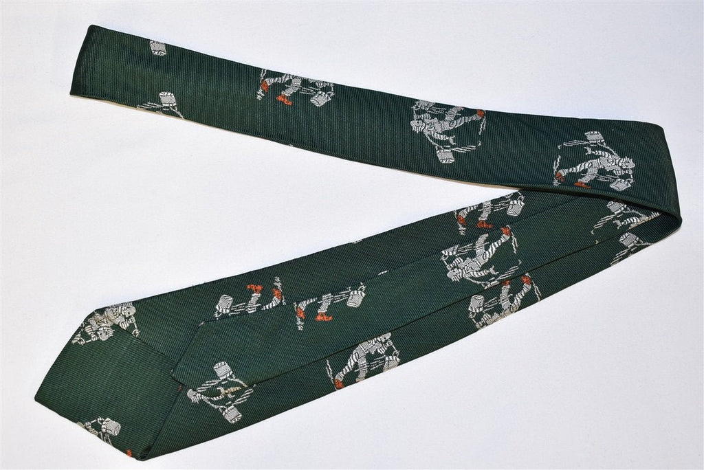 80s Dark Green Farmer Man Jacquard Necktie