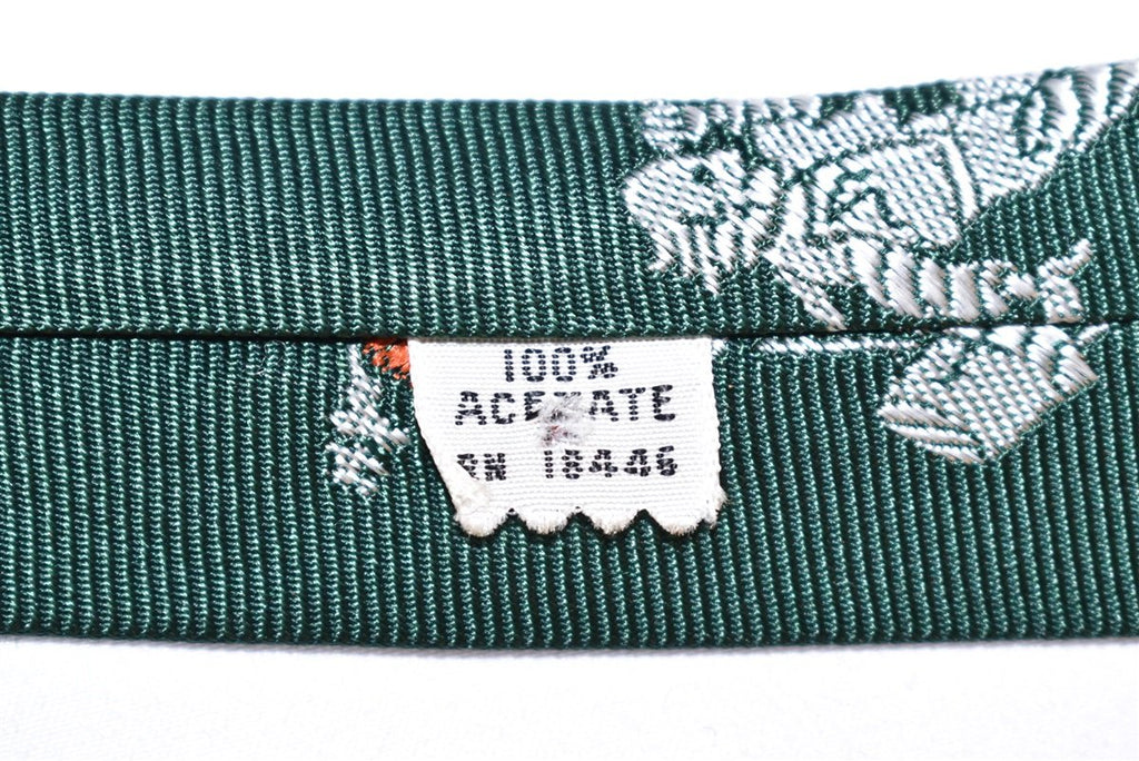 80s Dark Green Farmer Man Jacquard Necktie
