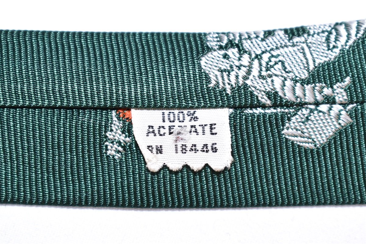 80s Dark Green Farmer Man Jacquard Necktie