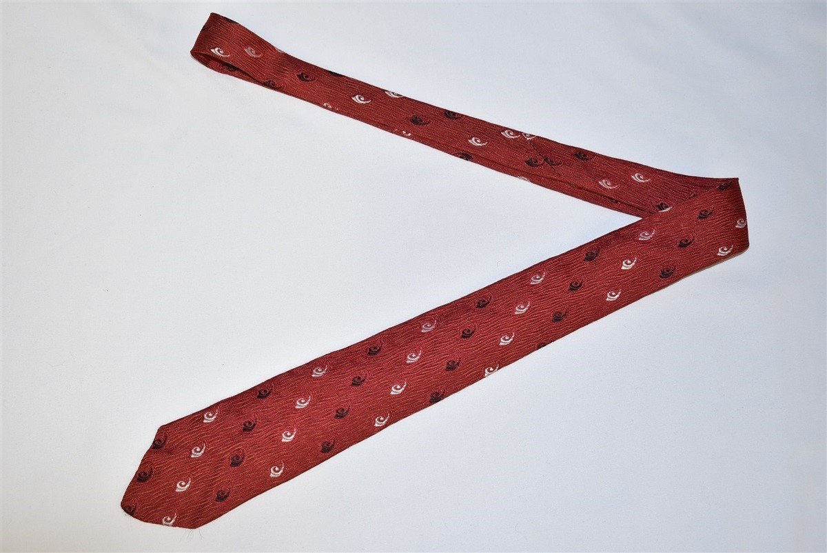 50s Red Black White Swirl Motif Necktie