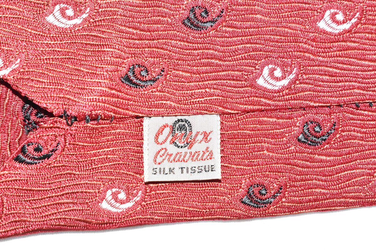 50s Red Black White Swirl Motif Necktie