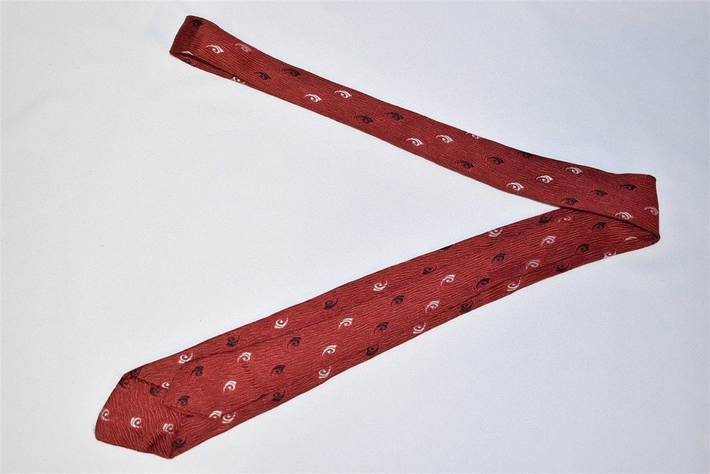 50s Red Black White Swirl Motif Necktie