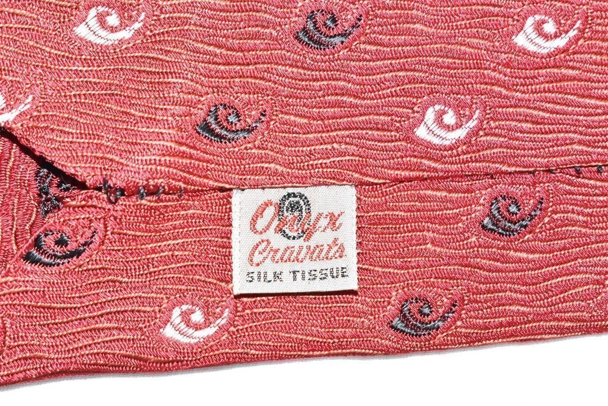50s Red Black White Swirl Motif Necktie