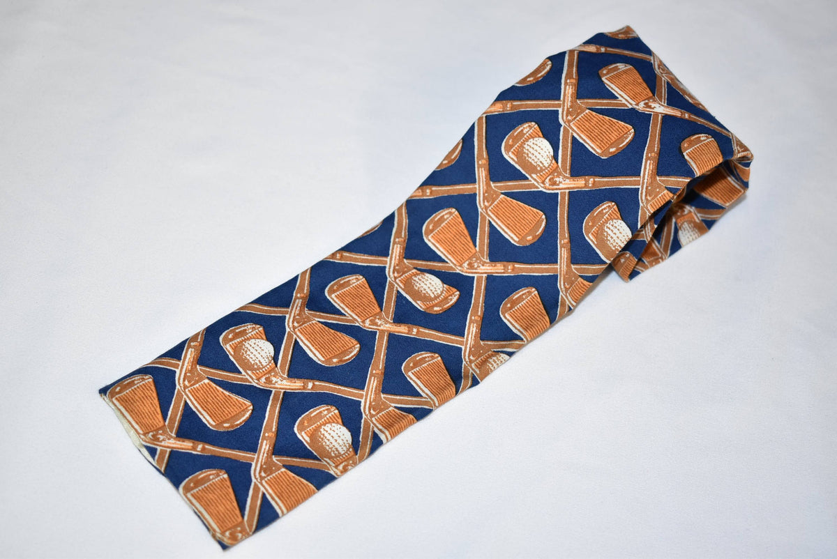 50s Golf Clubs Rooster Square Necktie