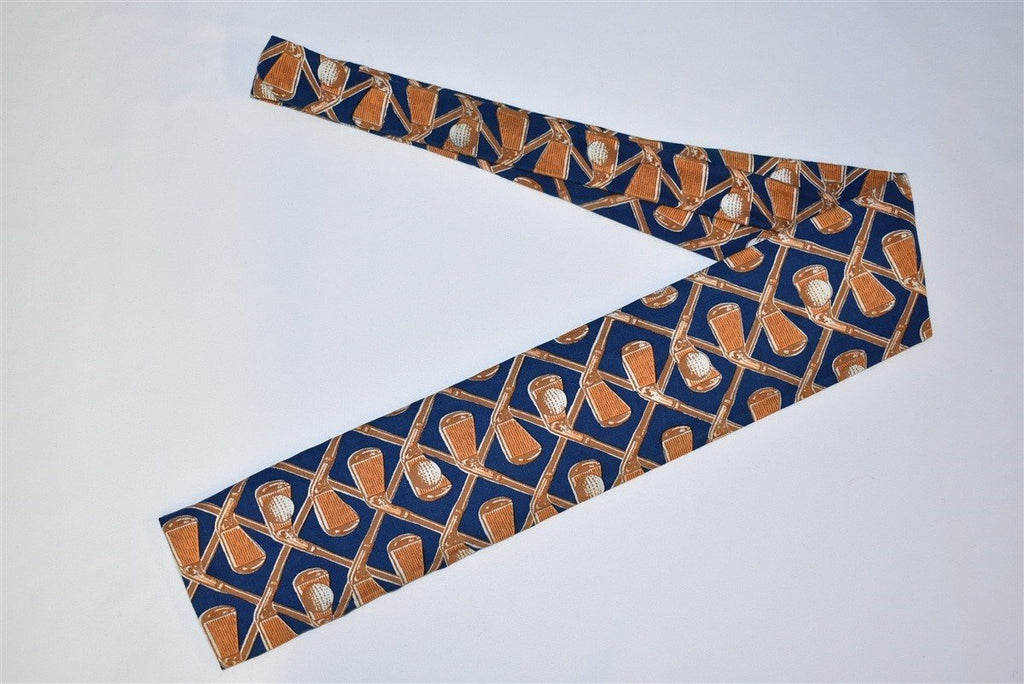 50s Golf Clubs Rooster Square Necktie