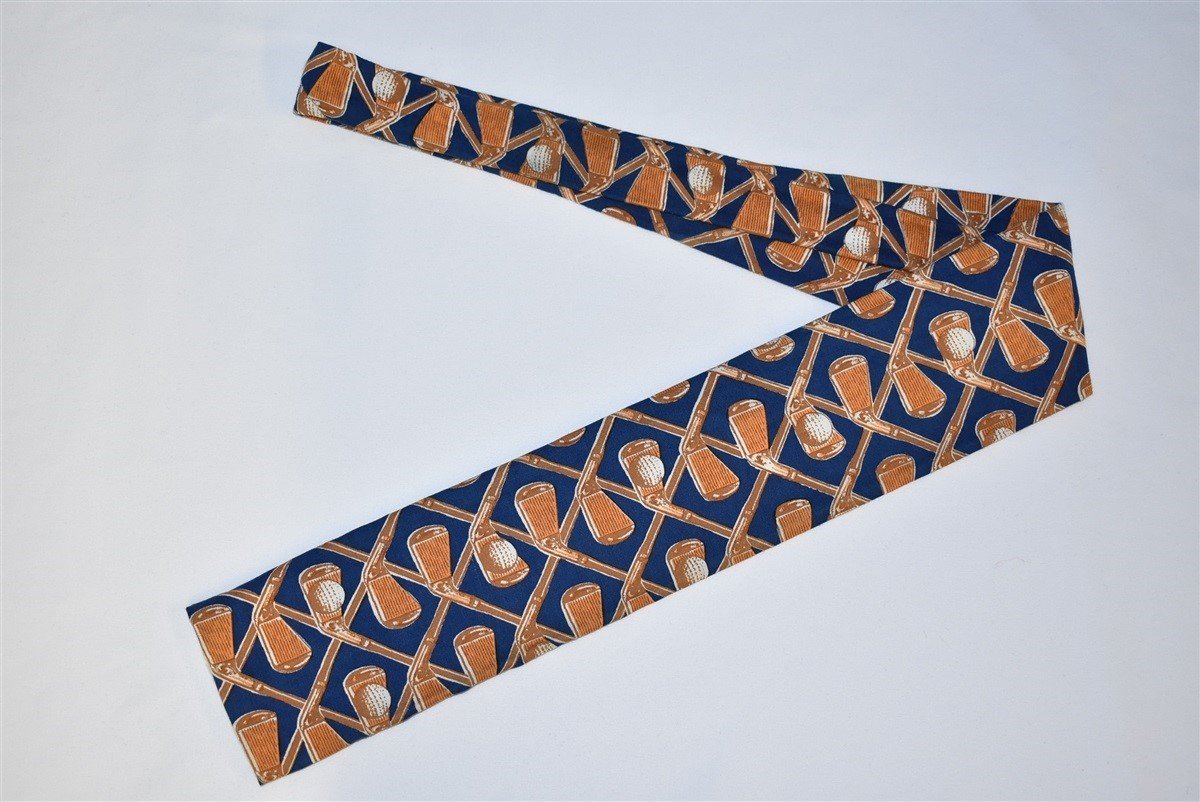 50s Golf Clubs Rooster Square Necktie