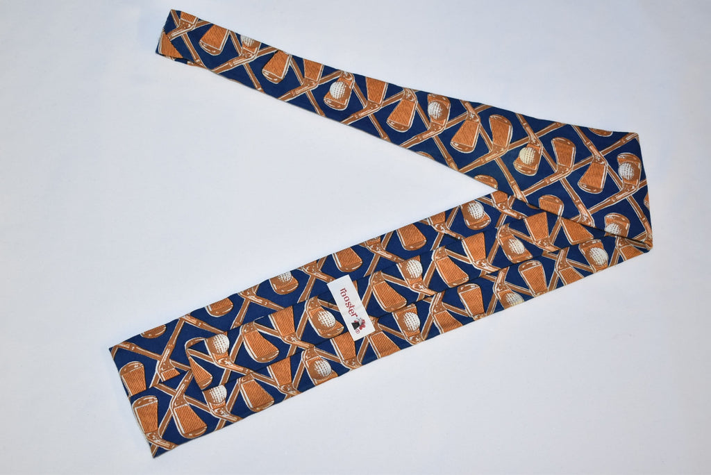50s Golf Clubs Rooster Square Necktie