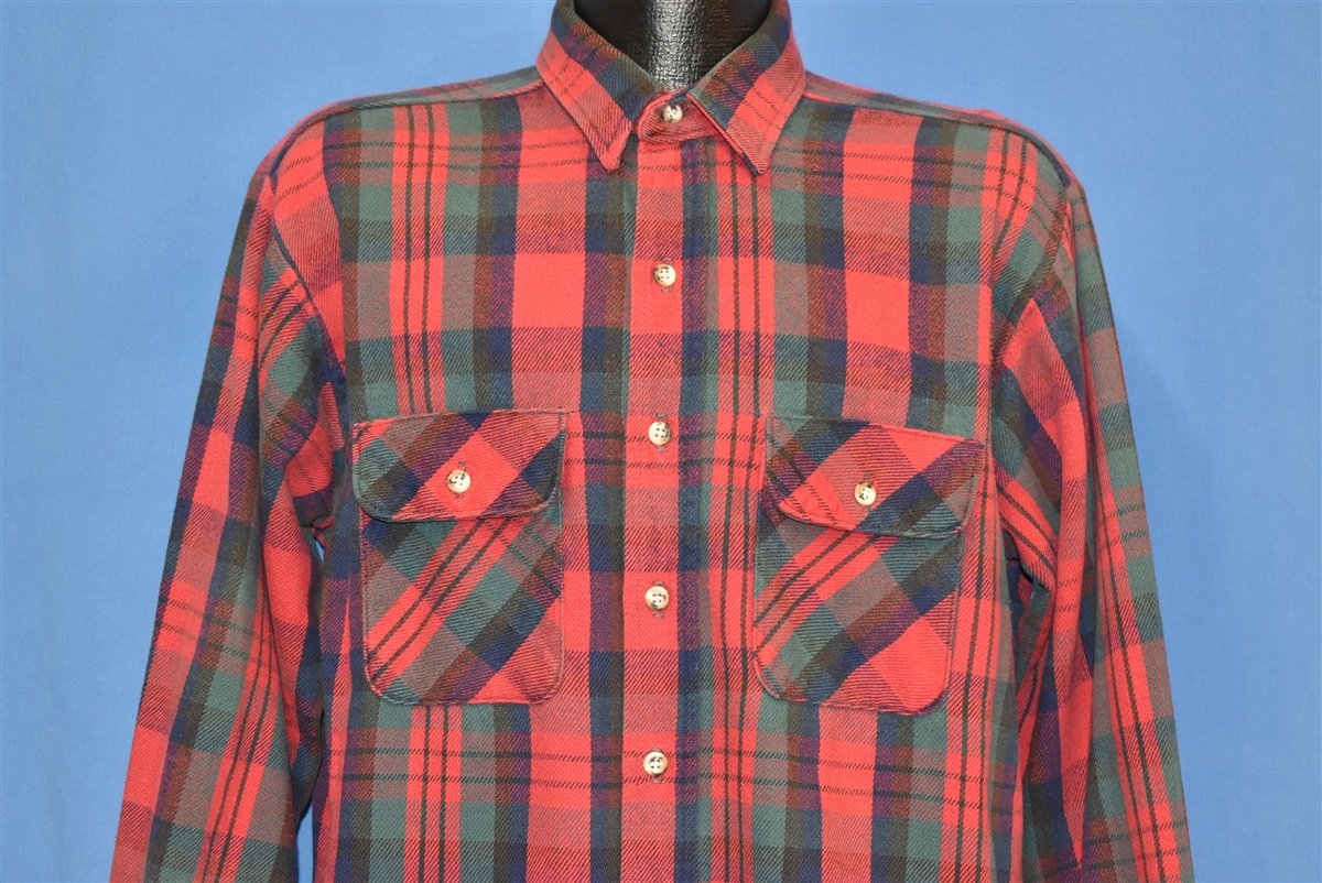 80s Five Brother Flannel Red Green Plaid Shirt Large product image 1