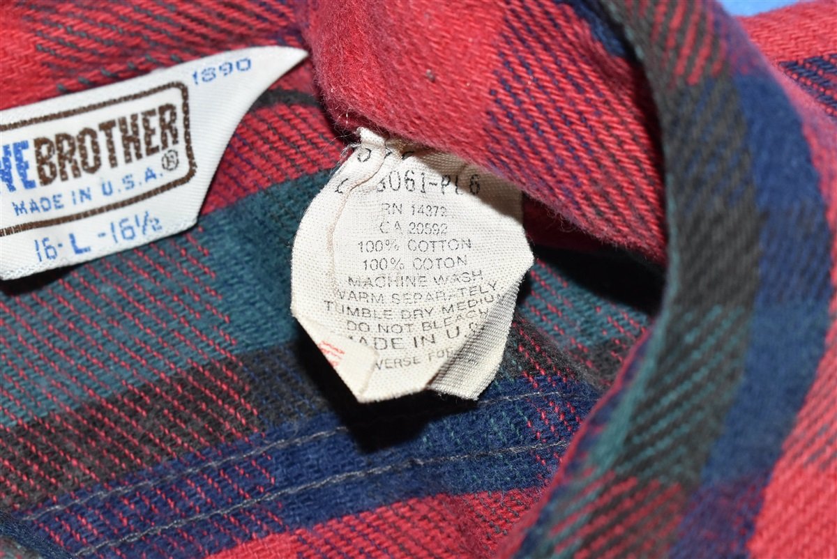 80s Five Brother Flannel Red Green Plaid Shirt Large product image 4