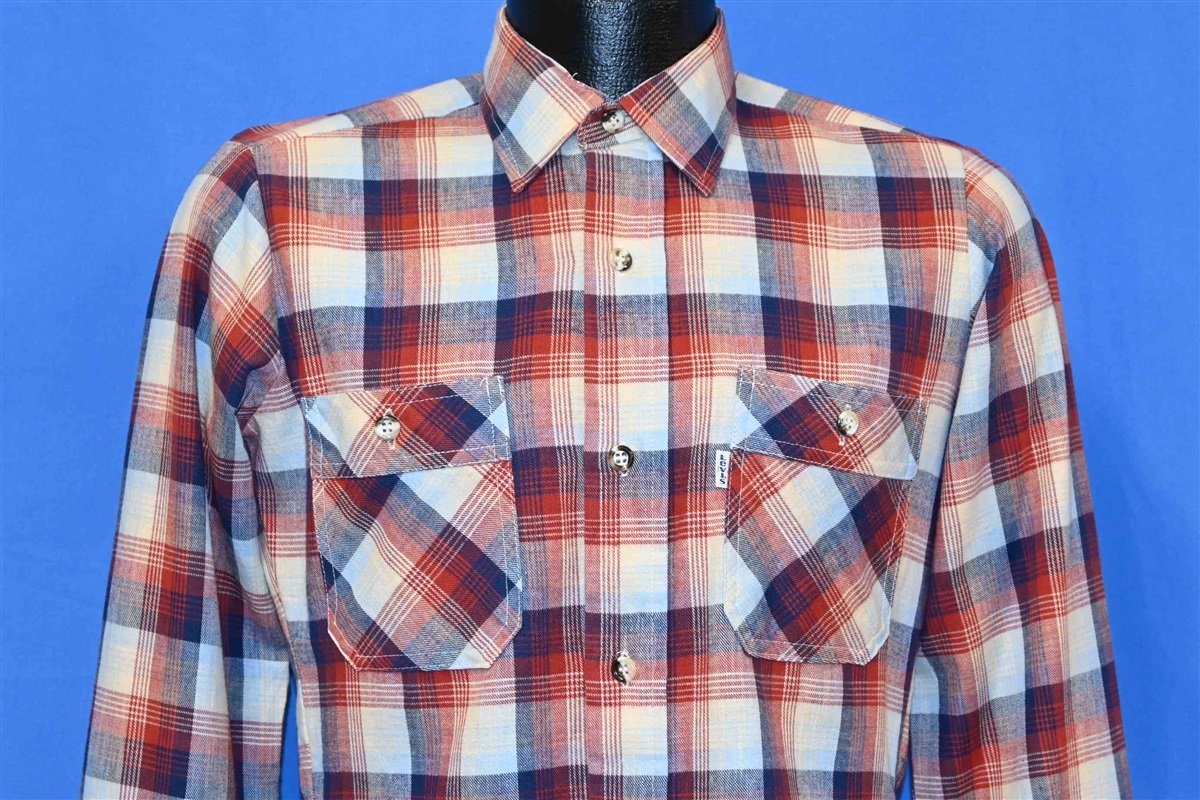 80s Levis Plaid Red Blue Flannel Shirt Small product image 1