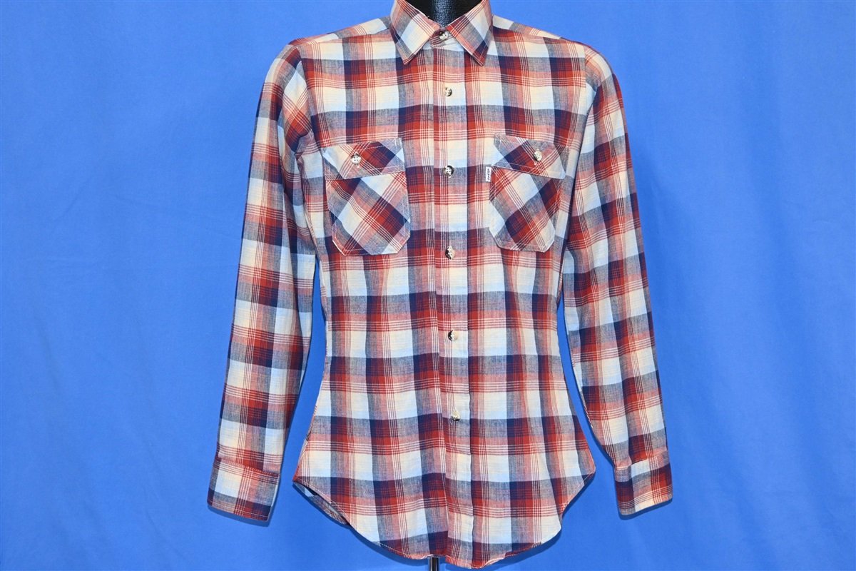 80s Levis Plaid Red Blue Flannel Shirt Small product image 2