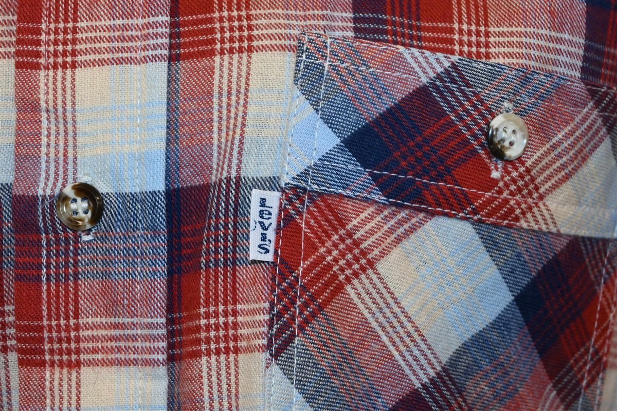 80s Levis Plaid Red Blue Flannel Shirt Small product image 3