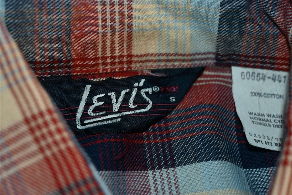 80s Levis Plaid Red Blue Flannel Shirt Small product image 4