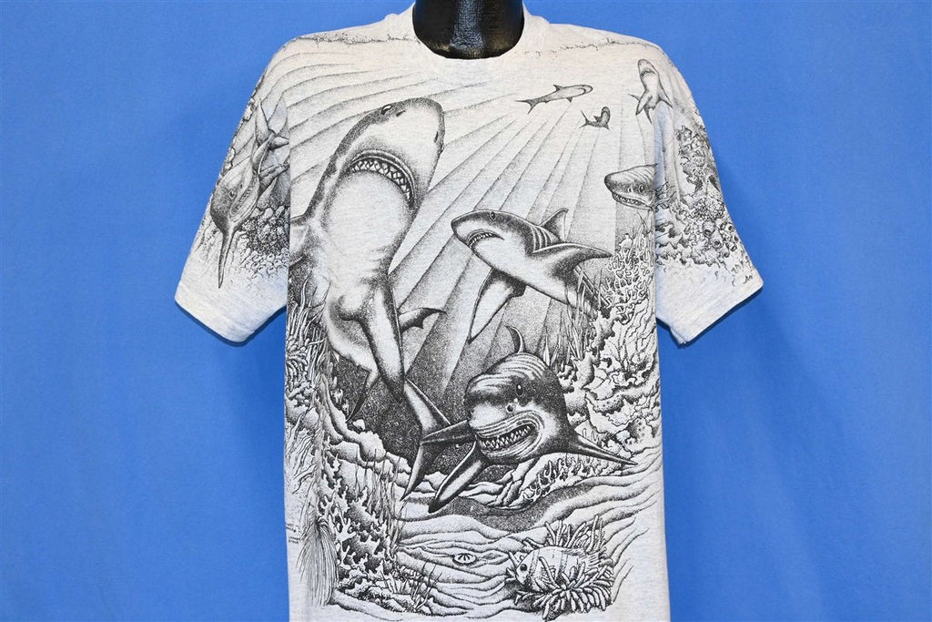 90s Shark All Over Print Wildlife t-shirt Extra Large product image 1