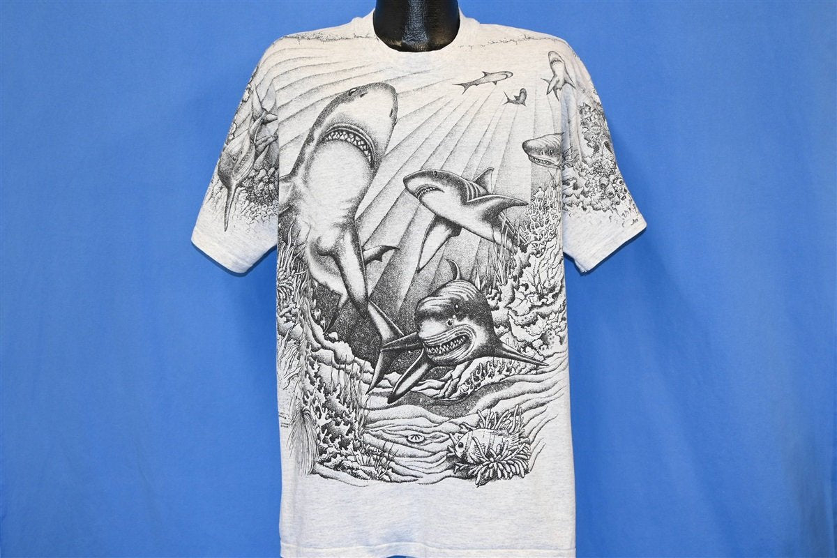 90s Shark All Over Print Wildlife t-shirt Extra Large product image 2