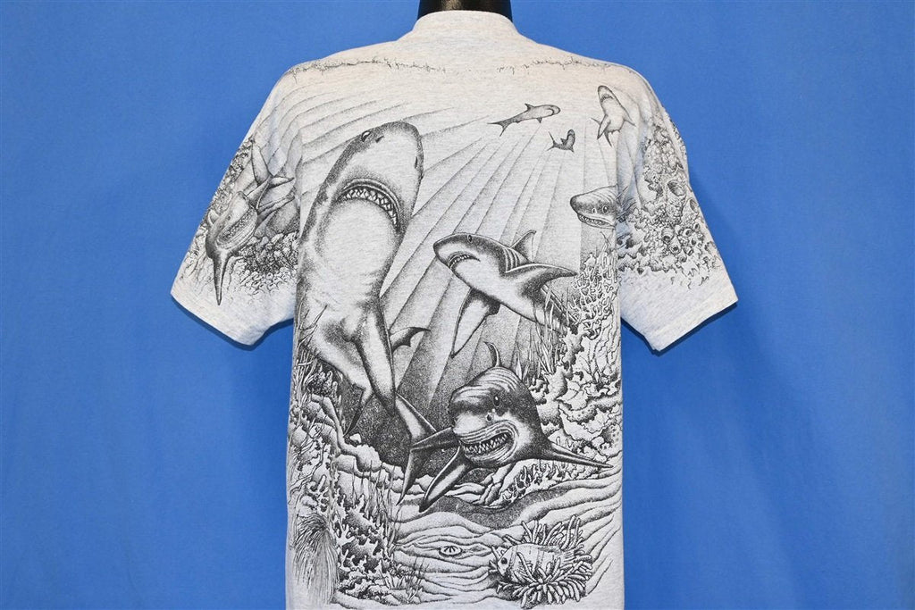 90s Shark All Over Print Wildlife t-shirt Extra Large product image 3