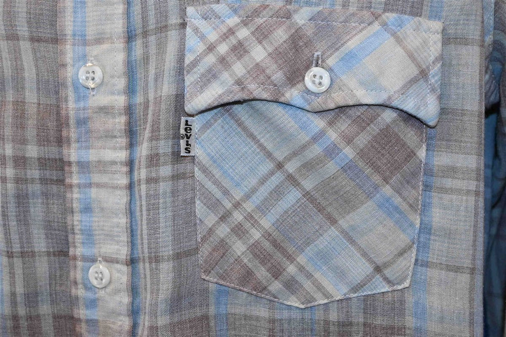 80s Levis Plaid Off White Brown Shirt Medium product image 3