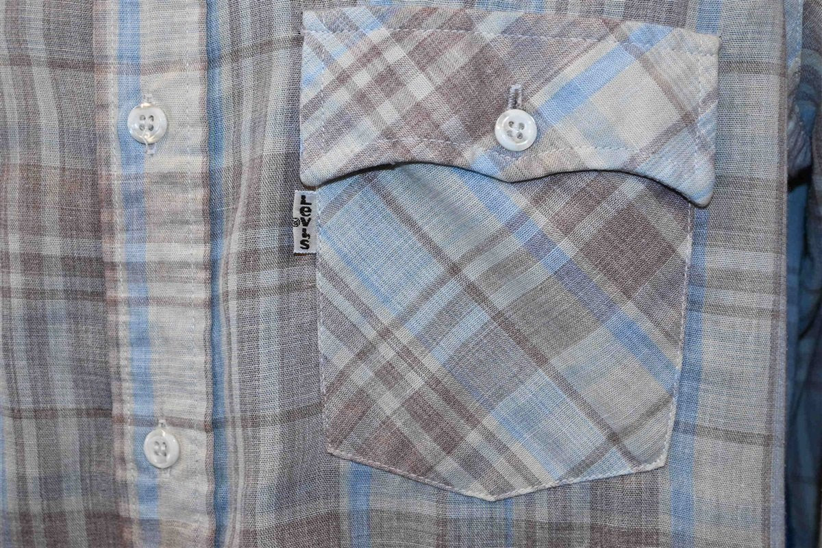 80s Levis Plaid Off White Brown Shirt Medium product image 3
