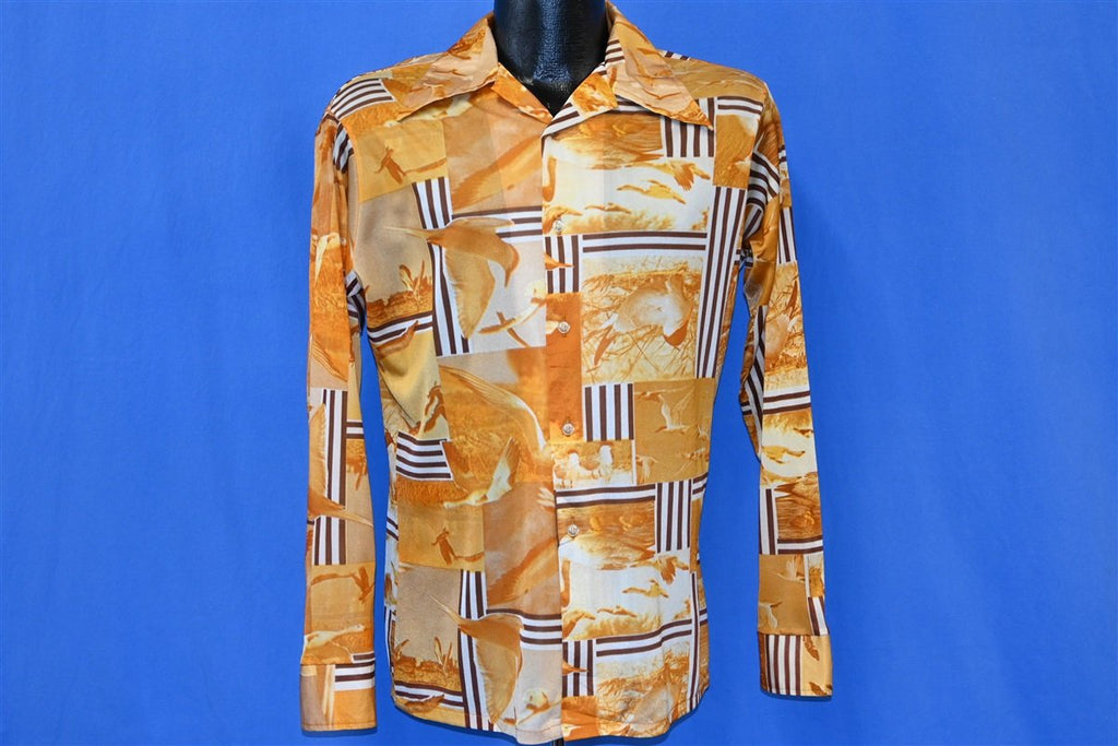 70s Disco Seagulls Yellow Abstract Shirt Youth Extra Large product image 2