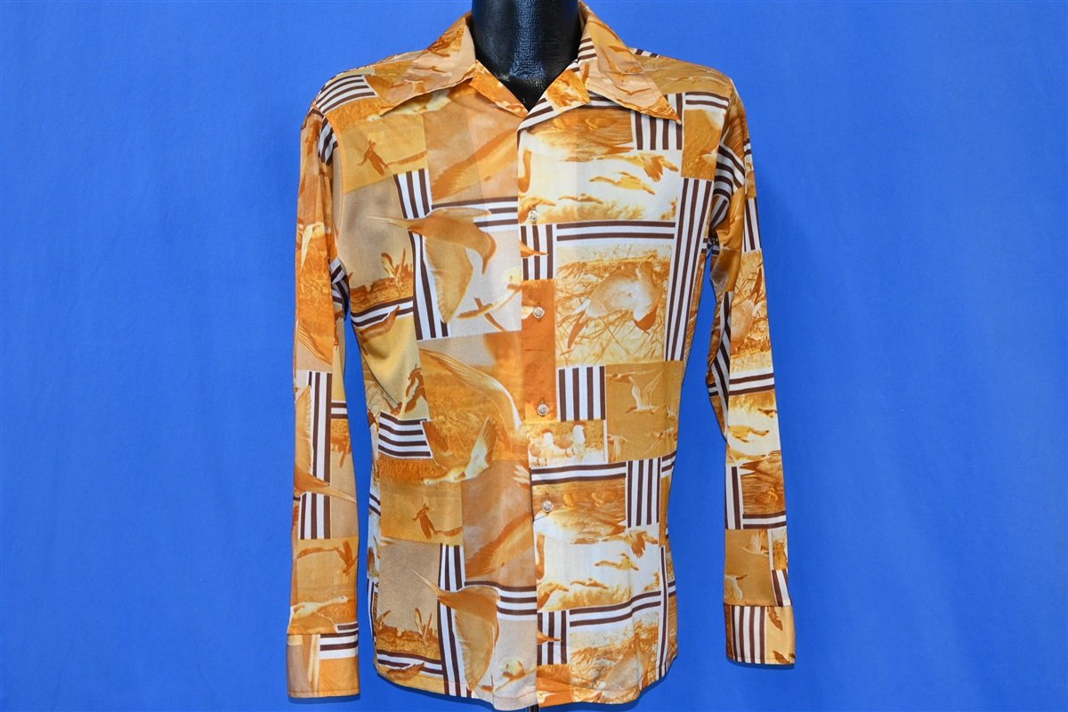 70s Disco Seagulls Yellow Abstract Shirt Youth Extra Large product image 2