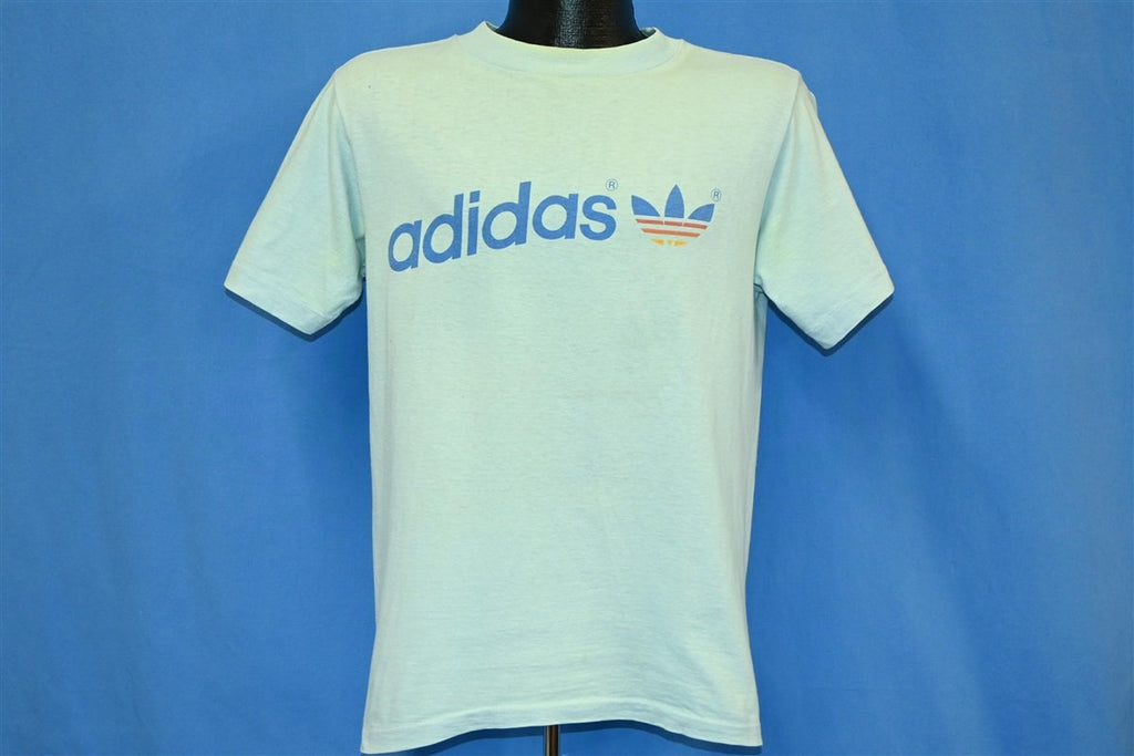 70s Adidas Trefoil Spellout Logo Light Blue t-shirt Medium product image 2