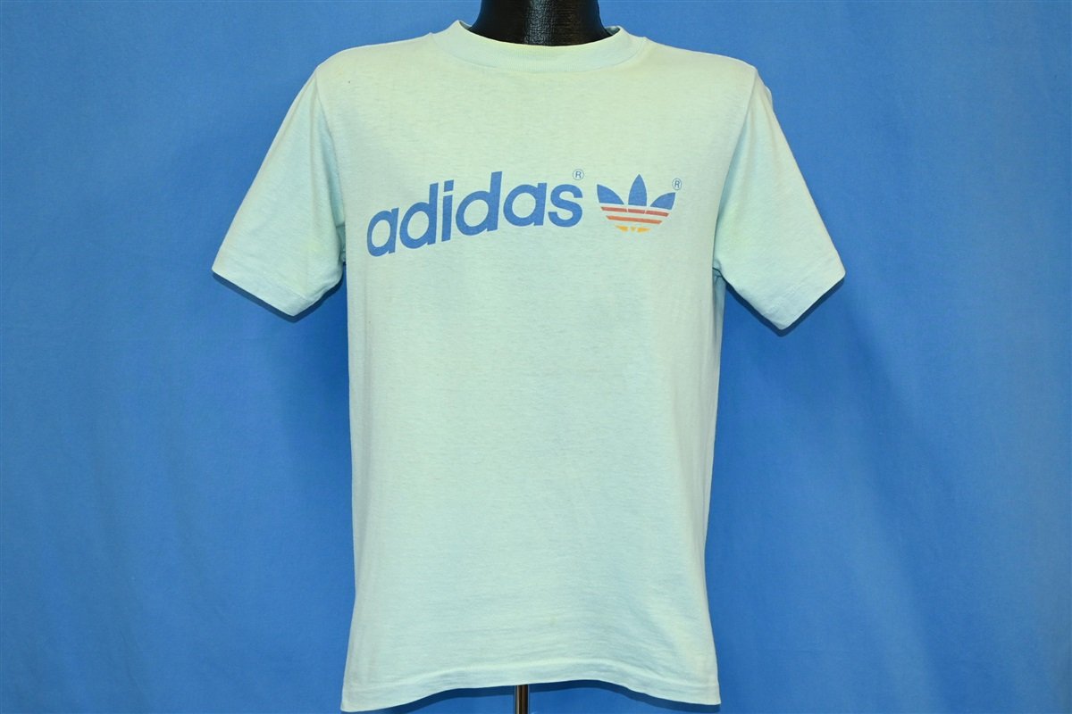 70s Adidas Trefoil Spellout Logo Light Blue t-shirt Medium product image 2