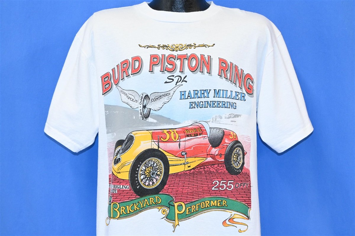90s Burd Piston Ring Antique Car Racing t-shirt Large