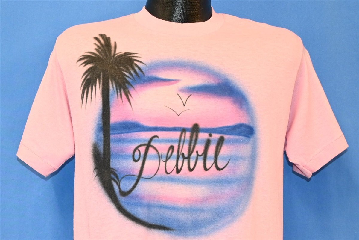 80s Debbie Airbrush Beach Palm Tree Sunset t-shirt Medium product image 1