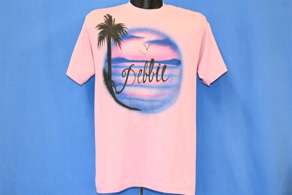 80s Debbie Airbrush Beach Palm Tree Sunset t-shirt Medium product image 2