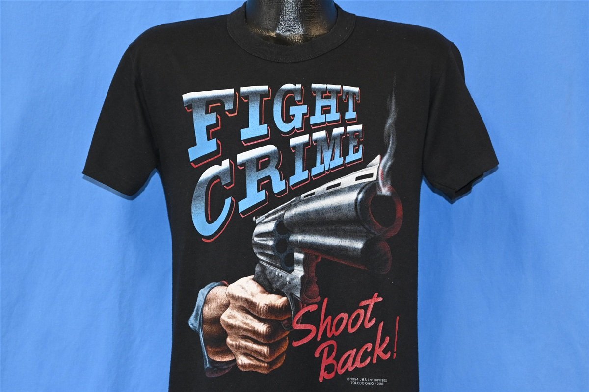 90s Fight Crime Shoot Back Revolver Gun Funny t-shirt Medium product image 1