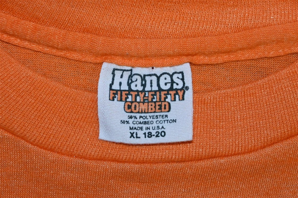 80s Blank Orange Basic Tee Hanes t-shirt Youth Large product image 3