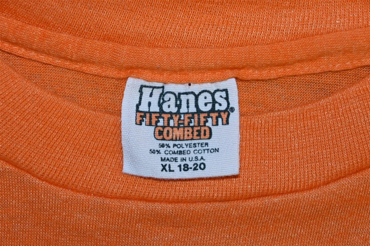 80s Blank Orange Basic Tee Hanes t-shirt Youth Large product image 3
