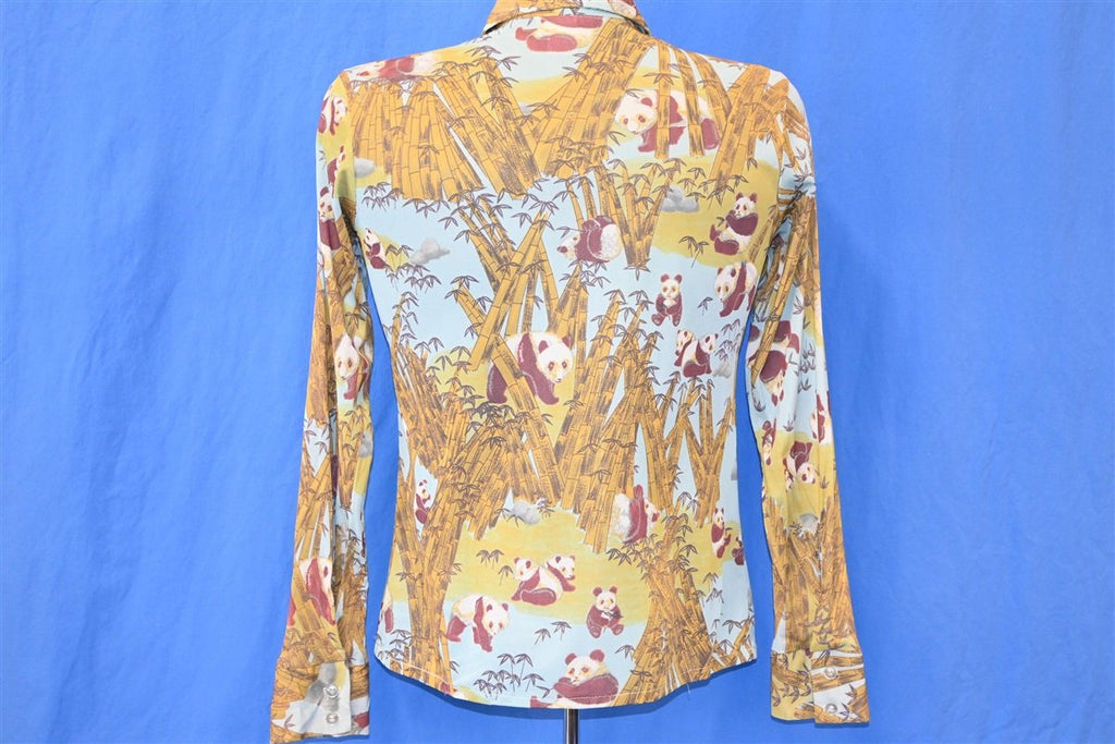 70s Panda Bears Bamboo Big Collar Disco Shirt Small product image 3