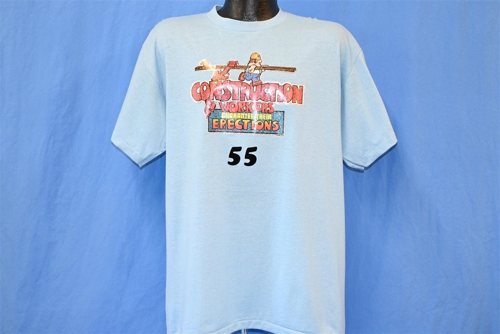80s Construction Workers Guarantee Erections t-shirt Large product image 2